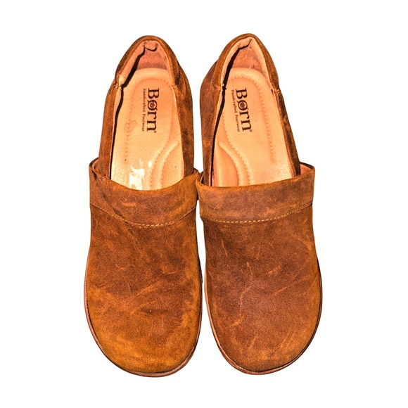 Born Bailie Clog Closed Brown Leather Suede WOMENS US 8 / EU 39‎ PRE-OWNED BROWN - Picture 4 of 16